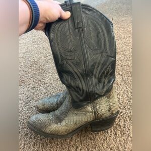 Double H 8.5 D cowboy leather snakeskin boots vintage men’s